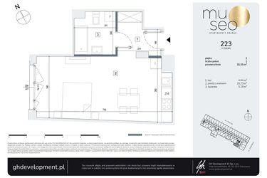 Rzut - Mieszkanie na sprzedaż 1 pokój o powierzchni 35,55 m² - numer 223 w Museo