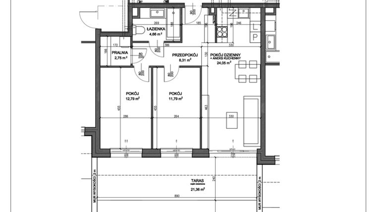 Rzut - Mieszkanie na sprzedaż 3 pokoje o powierzchni 64,65 m² - numer N.A.00.02 w Nobilis