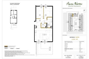 Rzut - Mieszkanie na sprzedaż 3 pokoje o powierzchni 64,8 m² - numer 149 w Aura Nova etap II