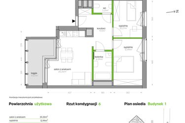 Rzut - Mieszkanie na sprzedaż 3 pokoje o powierzchni 59,92 m² - numer SV/53 w Sikorskiego Vita