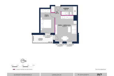 Rzut - Mieszkanie na sprzedaż 2 pokoje o powierzchni 36,9 m² - numer 141 w Moja Północna Etap III