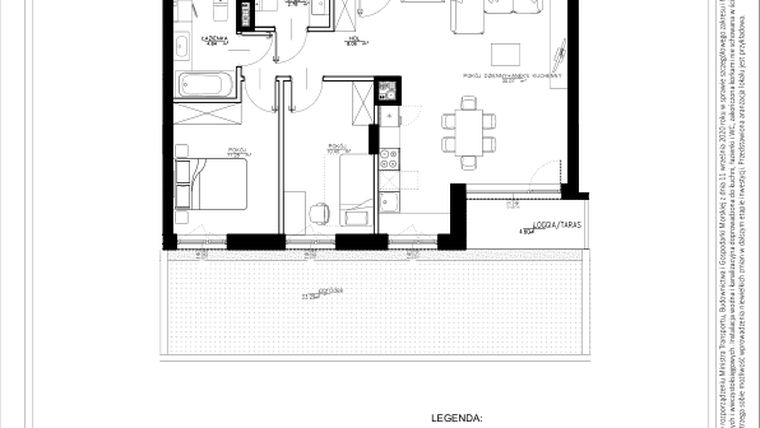 Rzut - Mieszkanie na sprzedaż 3 pokoje o powierzchni 67,13 m² - numer B38 w Osiedle pod Klonami "Klonowa 11"