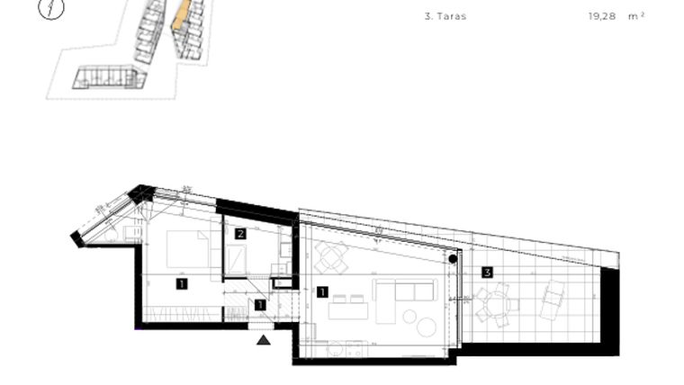 Rzut - Mieszkanie na sprzedaż 2 pokoje o powierzchni 48,04 m² - numer C.2.15 w Cisha Apartamenty Dziwnów