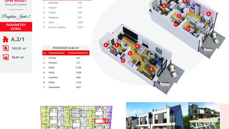 Rzut - Dom na sprzedaż 4 pokoje o powierzchni 102,5 m² - numer A.2/1 w Osiedle Przytulne Janki II etap 2