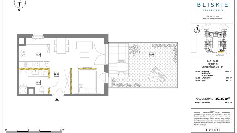 Rzut - Mieszkanie na sprzedaż 1 pokój o powierzchni 35,35 m² - numer 122 w Bliskie Piaseczno 2