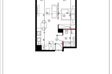 Rzut - Mieszkanie na sprzedaż 1 pokój o powierzchni 39,57 m² - numer 57 w Andersa 3