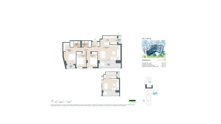Rzut - Mieszkanie na sprzedaż 3 pokoje o powierzchni 115 m² - numer SP-93983 w San Juan - La Font