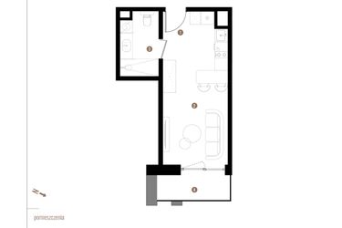 Rzut - Mieszkanie na sprzedaż 1 pokój o powierzchni 25,72 m² - numer A2.7.06 w Apartamenty Grundmanna