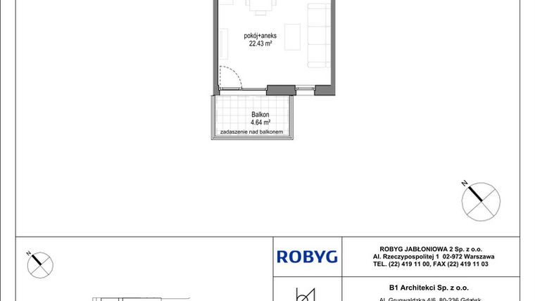 Rzut - Mieszkanie na sprzedaż 1 pokój o powierzchni 29,3 m² - numer A.3M06 w Kobieli 4