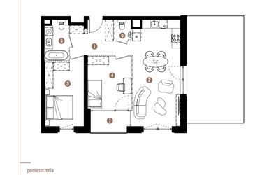 Rzut - Mieszkanie na sprzedaż 3 pokoje o powierzchni 64,23 m² - numer F.A.04.17 w Apartamenty Reytana bud. F