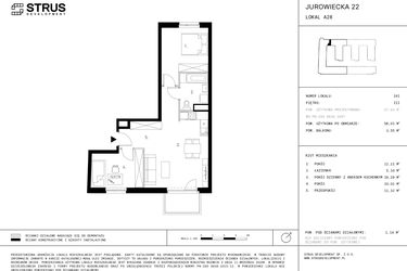 Rzut - Mieszkanie na sprzedaż 3 pokoje o powierzchni 58,01 m² - numer 3.A28-241 w Jurowiecka 22