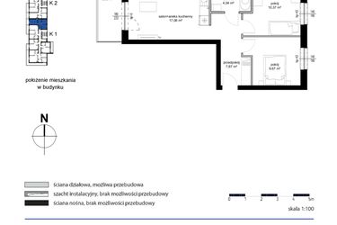 Rzut - Mieszkanie na sprzedaż 3 pokoje o powierzchni 49,01 m² - numer M15 w Kwarcowe Wzgórze