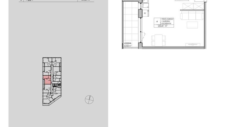 Rzut - Mieszkanie na sprzedaż 2 pokoje o powierzchni 48,55 m² - numer 2.A102 w Niebieski Bursztyn II