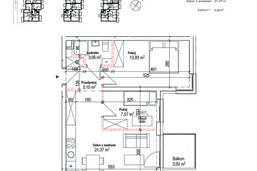 Rzut - Mieszkanie na sprzedaż 2 pokoje o powierzchni 49,03 m² - numer 11B w Łowicka 25