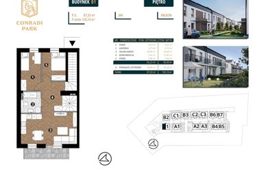 Rzut - Mieszkanie na sprzedaż 4 pokoje o powierzchni 120,14 m² - numer B1.M4 w Conradi Park