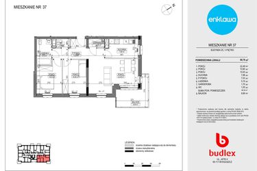 Rzut - Mieszkanie na sprzedaż 3 pokoje o powierzchni 67,73 m² - numer Z5.37 w Enklawa Apartamenty Z4 i Z5