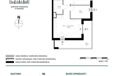 Rzut - Mieszkanie na sprzedaż 3 pokoje o powierzchni 52,03 m² - numer M19 w Wędrowna II