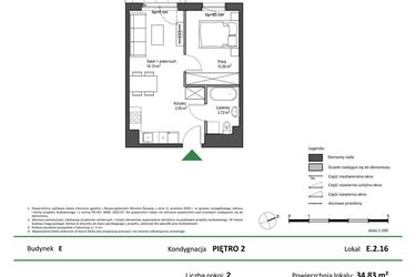 Rzut - Mieszkanie na sprzedaż 2 pokoje o powierzchni 34,83 m² - numer E.2.16 w Nowy Świat Ostoja etap II - EFG