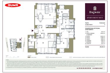 Rzut - Mieszkanie na sprzedaż 4 pokoje o powierzchni 106,48 m² - numer 17 w Dajwór