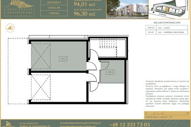 Rzut - Mieszkanie na sprzedaż 5 pokoi o powierzchni 94,01 m² - numer M6 w Apartamenty Gałczyńskiego