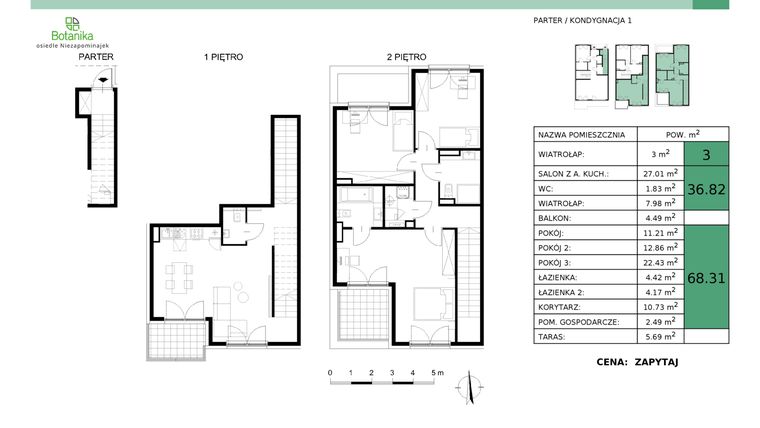 Rzut - Mieszkanie na sprzedaż 4 pokoje o powierzchni 109,82 m² - numer 2-M2 w Osiedle Niezapominajek