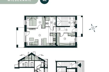 Rzut - Mieszkanie na sprzedaż 3 pokoje o powierzchni 66,28 m² - numer M2 w Aleja Wiśniowa Pogórze