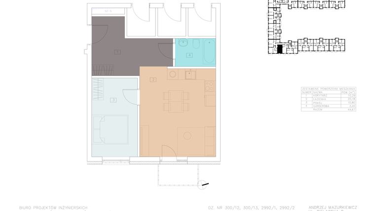 Rzut - Mieszkanie na sprzedaż 2 pokoje o powierzchni 48,33 m² - numer D.18 w Apartamentowiec Alfa
