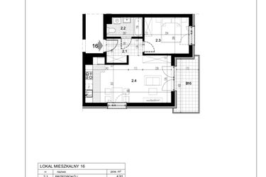 Rzut - Mieszkanie na sprzedaż 2 pokoje o powierzchni 42,18 m² - numer C1.16 w Centralna 51C