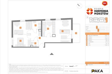 Rzut - Mieszkanie na sprzedaż 4 pokoje o powierzchni 66,02 m² - numer G.4 w Osiedle Harmonia Mokotów etap 2