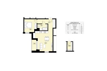Rzut - Mieszkanie na sprzedaż 2 pokoje o powierzchni 52,25 m² - numer M4 w Nowy Świat 22