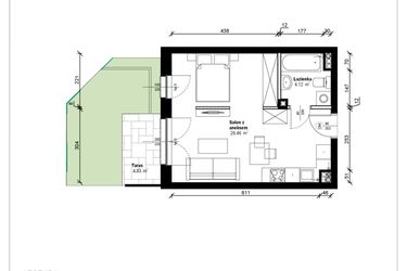Rzut - Mieszkanie na sprzedaż 1 pokój o powierzchni 34,06 m² - numer B.0.19.1a w ATRIUM