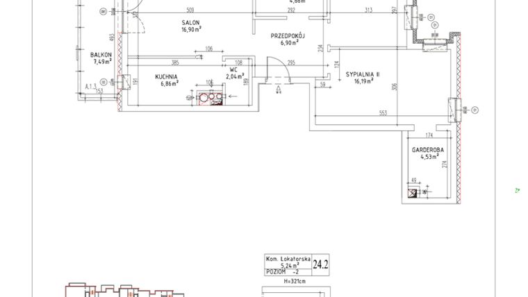 Rzut - Mieszkanie na sprzedaż 3 pokoje o powierzchni 67,38 m² - numer M-06 w Nałęczowska