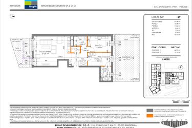 Rzut - Mieszkanie na sprzedaż 3 pokoje o powierzchni 84,71 m² - numer 29 w Tarasy Międzylesie