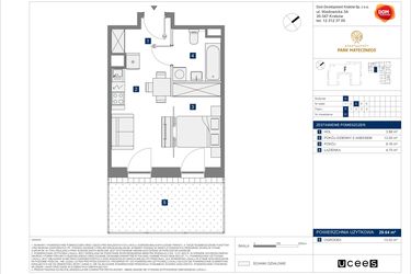 Rzut - Mieszkanie na sprzedaż 2 pokoje o powierzchni 29,64 m² - numer G-31 w Apartamenty Park Matecznego Etap 2