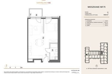 Rzut - Mieszkanie na sprzedaż 1 pokój o powierzchni 40,82 m² - numer 75 w Waterlane Vibe