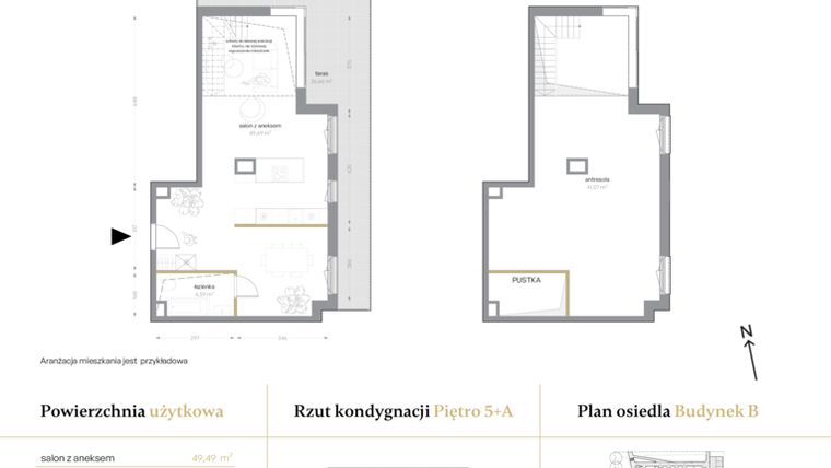Rzut - Mieszkanie na sprzedaż 1 pokój o powierzchni 95,15 m² - numer B/41 w Królowej Jadwigi
