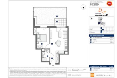 Rzut - Mieszkanie na sprzedaż 2 pokoje o powierzchni 41,12 m² - numer A.37 w Osiedle Bokserska 71 etap II