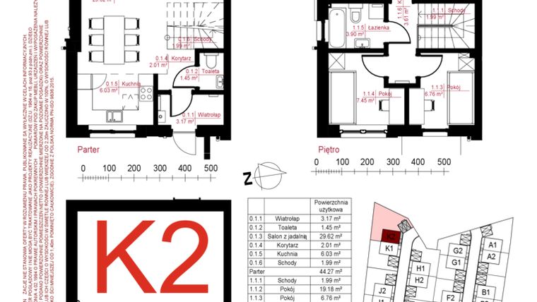 Rzut - Dom na sprzedaż 4 pokoje o powierzchni 134,7 m² - numer K2 w Gostyńska Invest II
