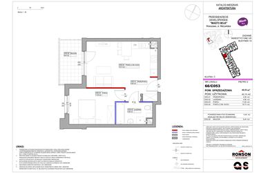 Rzut - Mieszkanie na sprzedaż 2 pokoje o powierzchni 40,53 m² - numer 15_C053 w Miasto Moje 8
