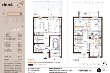 Rzut - Dom na sprzedaż 5 pokoi o powierzchni 129,3 m² - numer 12 w Domkove Widzew etap 2