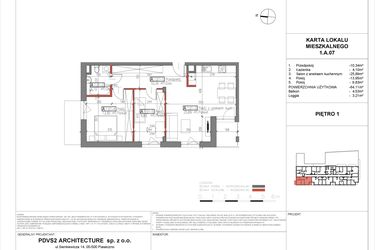 Rzut - Mieszkanie na sprzedaż 3 pokoje o powierzchni 64,11 m² - numer A.7 w Piaseczno Residence