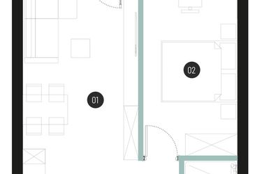 Rzut - Mieszkanie na sprzedaż 2 pokoje o powierzchni 41,77 m² - numer M31 w Atrium House