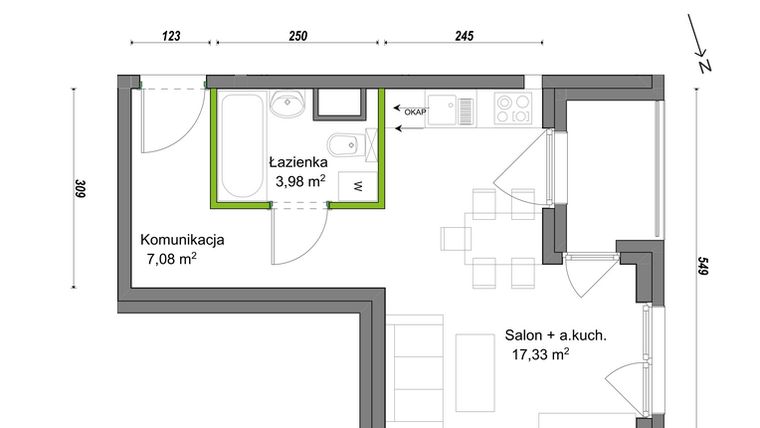 Rzut - Mieszkanie na sprzedaż 1 pokój o powierzchni 28,39 m² - numer F1/C/05 w Orawska Vita