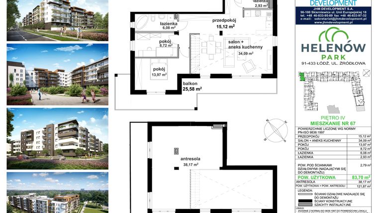 Rzut - Mieszkanie na sprzedaż 5 pokoi o powierzchni 121,87 m² - numer C.4.67 w Helenów Park