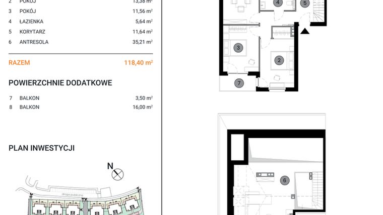 Rzut - Mieszkanie na sprzedaż 3 pokoje o powierzchni 118,4 m² - numer 12G.5 w Wille Miejskie Lekcyjna
