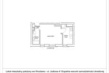 Rzut - Mieszkanie na sprzedaż 1 pokój o powierzchni 28,7 m² - numer 4/19. w Apartamenty Nowy Targ