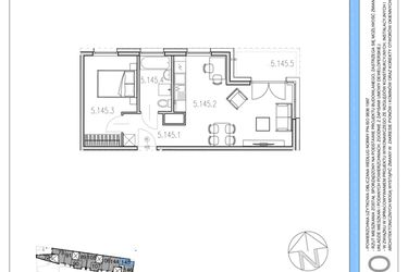 Rzut - Mieszkanie na sprzedaż 2 pokoje o powierzchni 42,42 m² - numer M145 w Osiedle Piltza etap X
