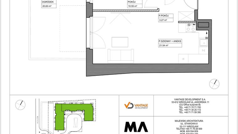 Rzut - Mieszkanie na sprzedaż 2 pokoje o powierzchni 39,46 m² - numer PT/C/0/6 w Przystanek Tarnogaj