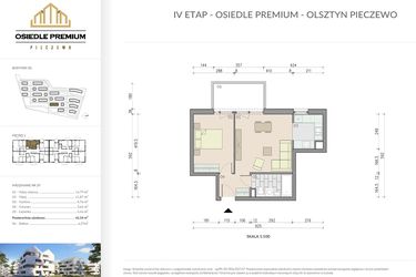 Rzut - Mieszkanie na sprzedaż 2 pokoje o powierzchni 41,54 m² - numer B1.29 w Osiedle Premium etap IV