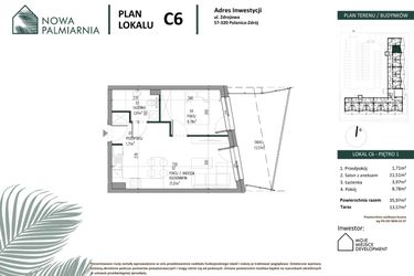 Rzut - Mieszkanie na sprzedaż 2 pokoje o powierzchni 35,97 m² - numer C06 w Nowa Palmiarnia